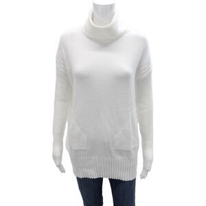 Renuar Women Turtleneck Pullover Sweater White Long Sleeve Petite Size S